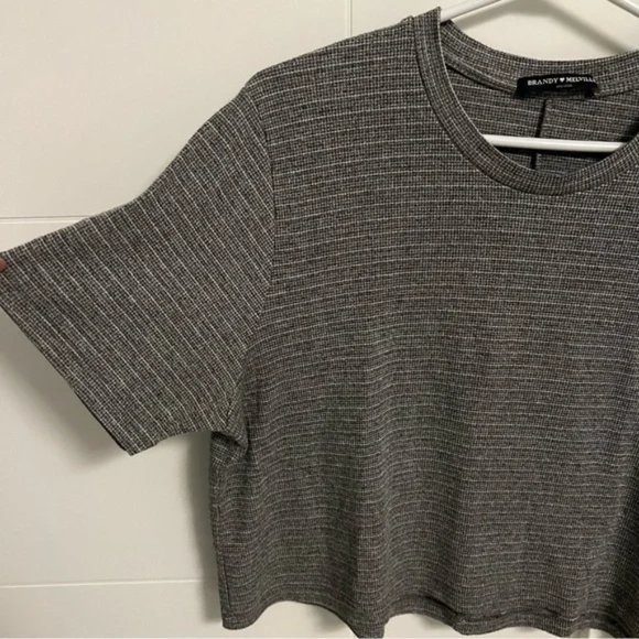 Brandy Melville Grey Waffle Knit Tee Shirt - Picture 3 of 4